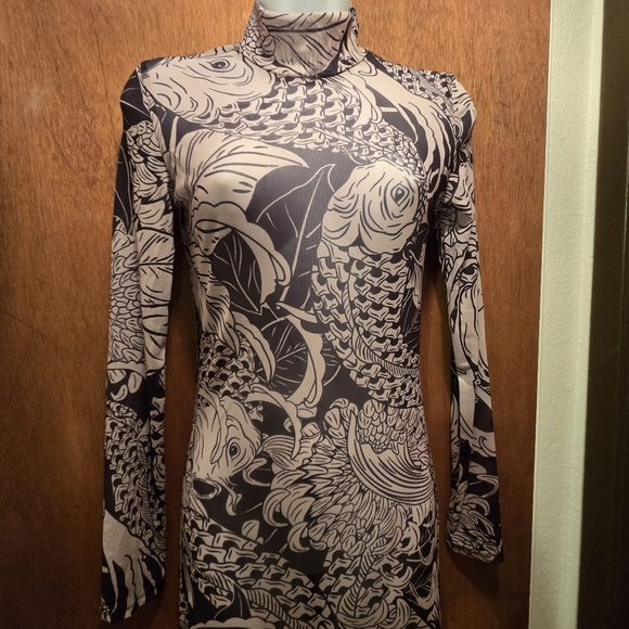 HOST PICK! 🎉🎈Commence tattoo design NWT sheer mesh long dress - Picture 3 of 9